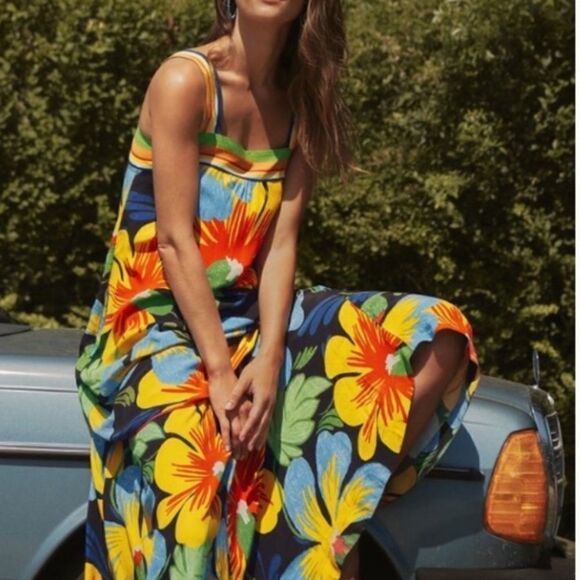 NWT! ANTHROPOLOGIE Maeve Nickoleta TROPICAL 🏝️Maxi Dress. Size XL. - Picture 3 of 7